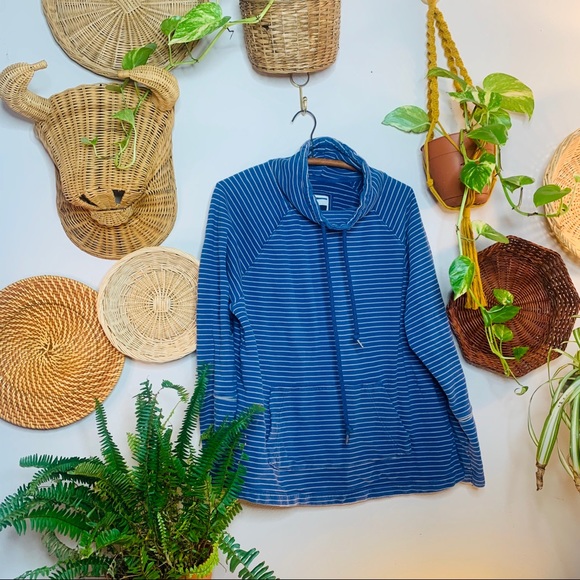 vsco cowl funnel neck oversized striped pullover - Picture 5 of 6